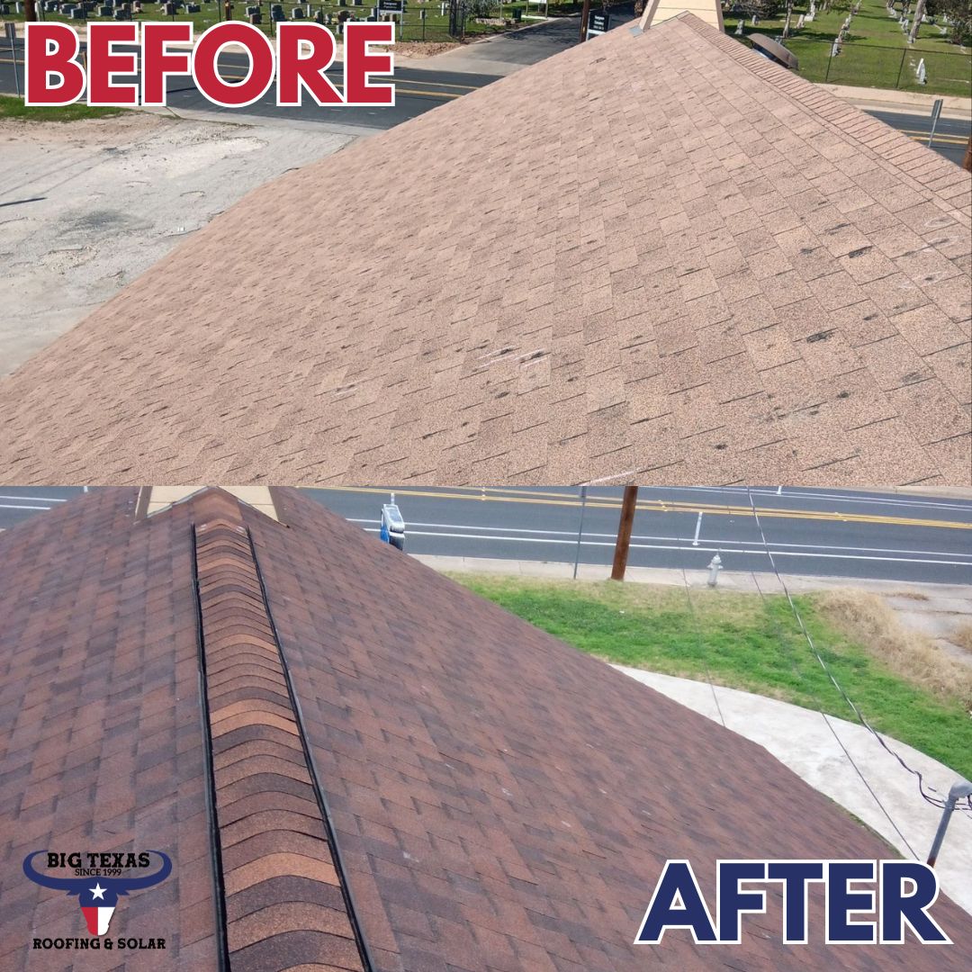 Big Texas Roofing before & after photo