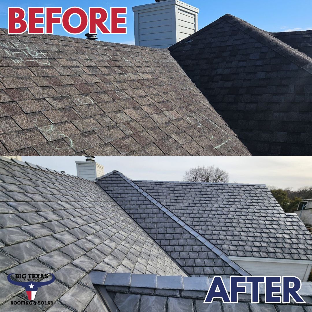 Big Texas Roofing before & after photo